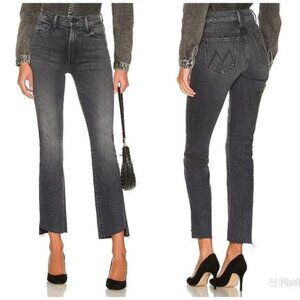 MOTHER Superior High Waisted Rascal Ankle Step Fray Roadtrip Renegade Black‎ 27